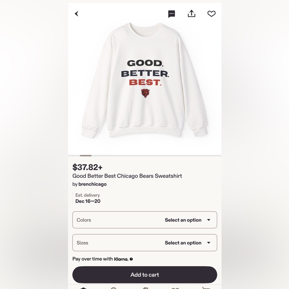 Chicago Bears sweatshirt on Etsy
